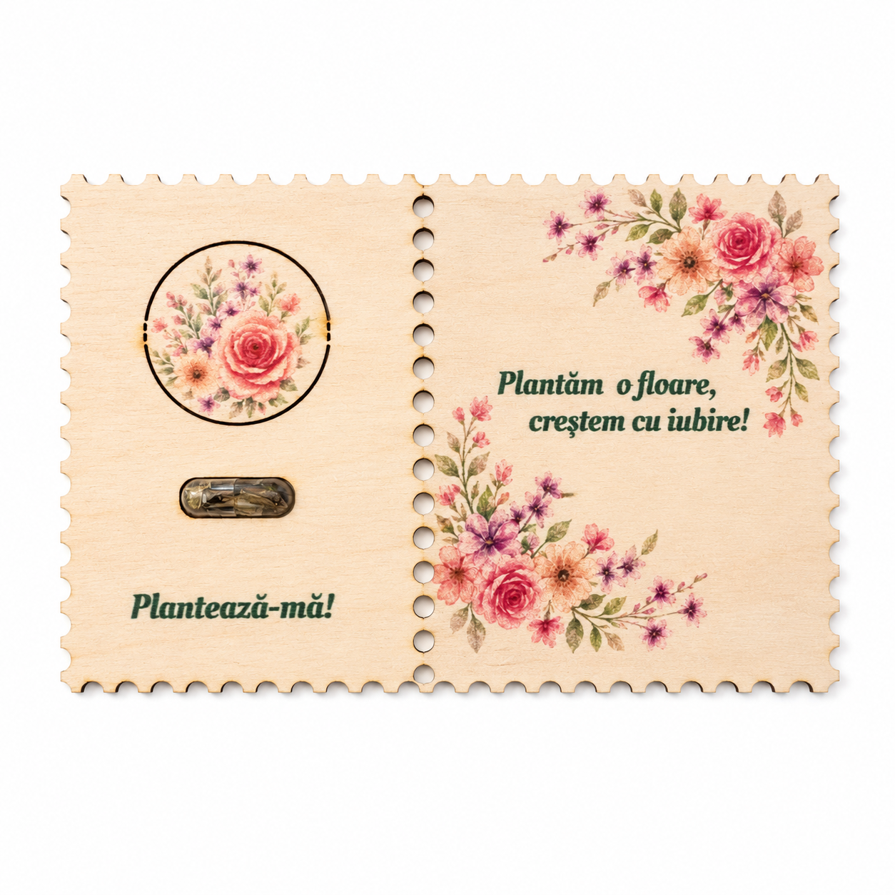 Felicitare plantabilă "Floral pink"